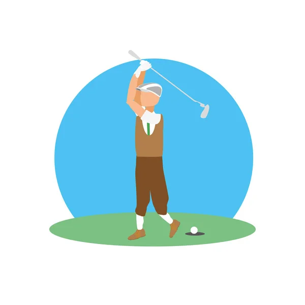 Golfer met veld en stok golf — Stockvector