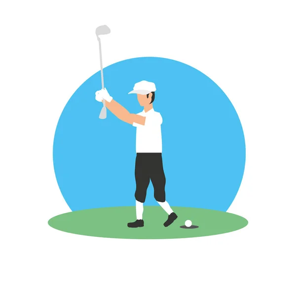 Golfer met veld en stok golf — Stockvector