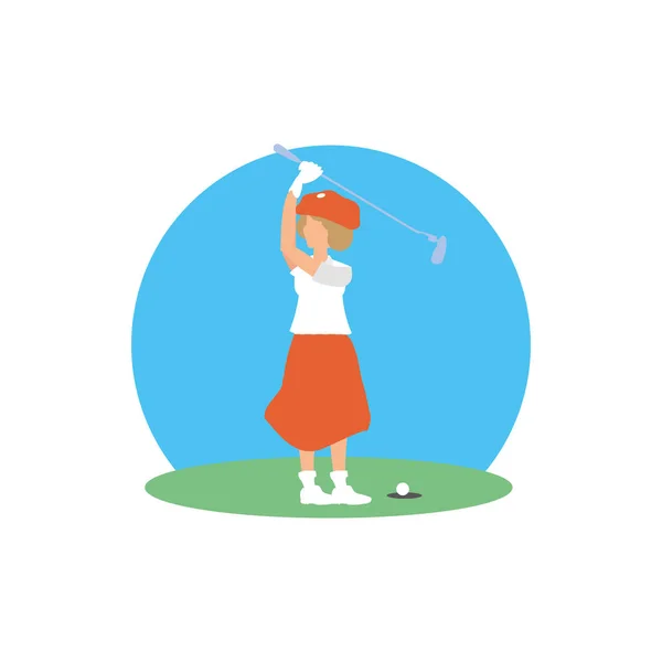 Golfeur femme avec champ et bâton de golf — Image vectorielle