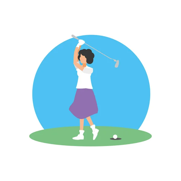 Golfeur femme avec champ et bâton de golf — Image vectorielle