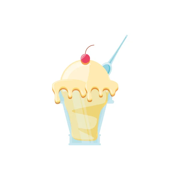 Вкусное мороженое в чашке с ложкой — стоковый вектор