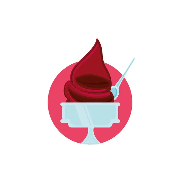 Delicioso helado en taza con cuchara — Vector de stock