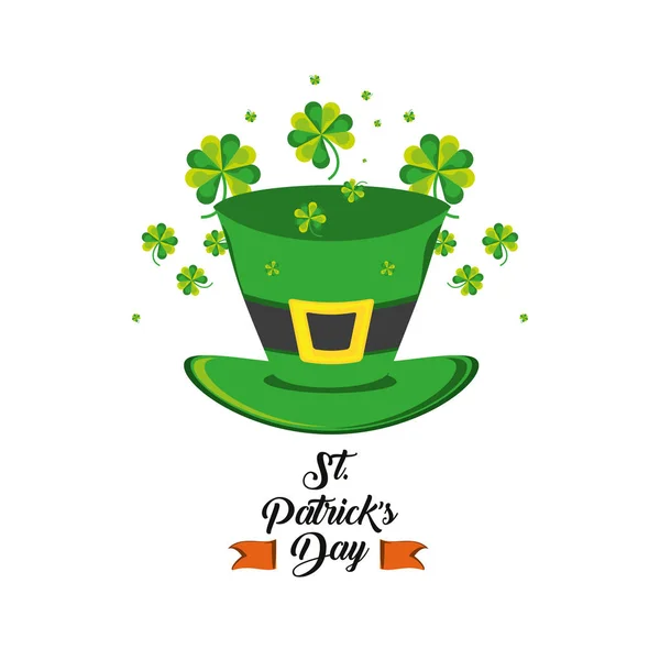 St patrick day with top hat and clovers — Stock Vector