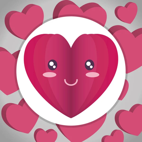 Heart face emoticon character — Stockvector