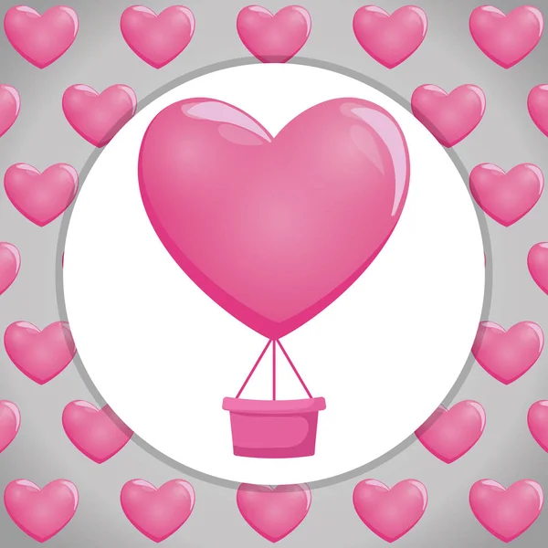 Μπαλόνι αέρα ζεστό με σχήμα καρδιάς — Διανυσματικό Αρχείο
