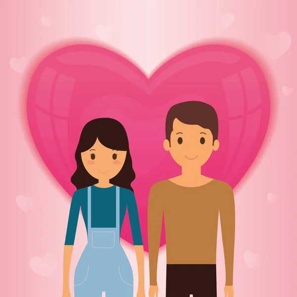 Любовники пара с любовью сердца — стоковый вектор