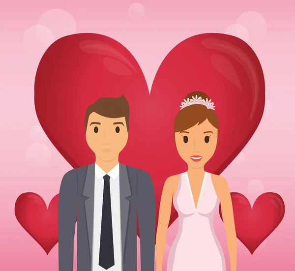 Amoureux couple avec coeur amour — Image vectorielle