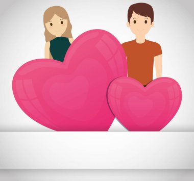 aşık çift kalpler sevgiyle