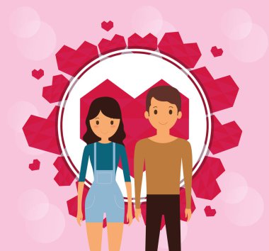 aşık çift kalpler ile aşk dairesel çerçevesi