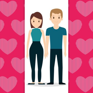 aşık çift kalpler ile arka plan vektör çizim tasarım desen