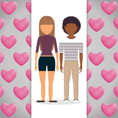 aşık çift kalpler desen arka plan ile