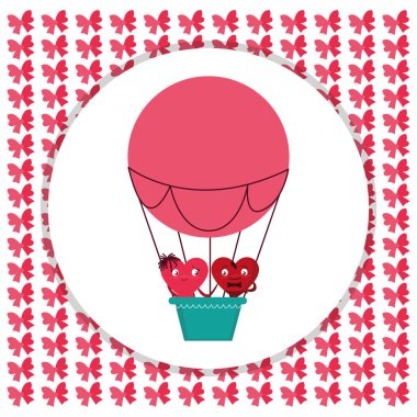uçan balon havada sıcak kalpler çift