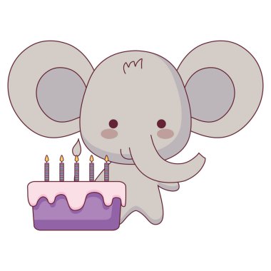 tatlı pasta ile şirin ve küçük fil