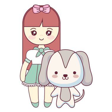 şirin ve küçük kız köpekle