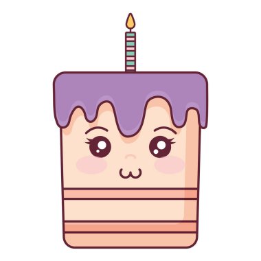 tatlı Doğum günü pastası mumlar kawaii ile