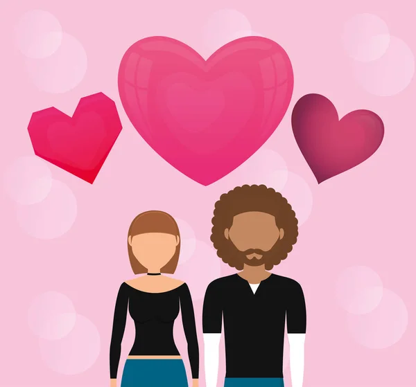 Коханці пара з серцями кохання — стоковий вектор