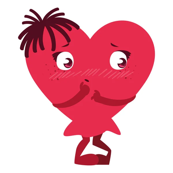 Cuore faccia emoticon personaggio — Vettoriale Stock