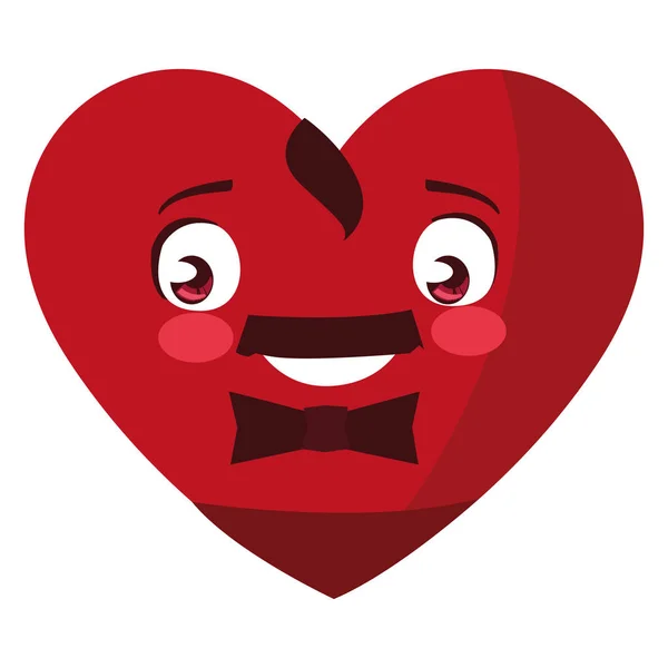 Cuore con papillon emoticon personaggio — Vettoriale Stock