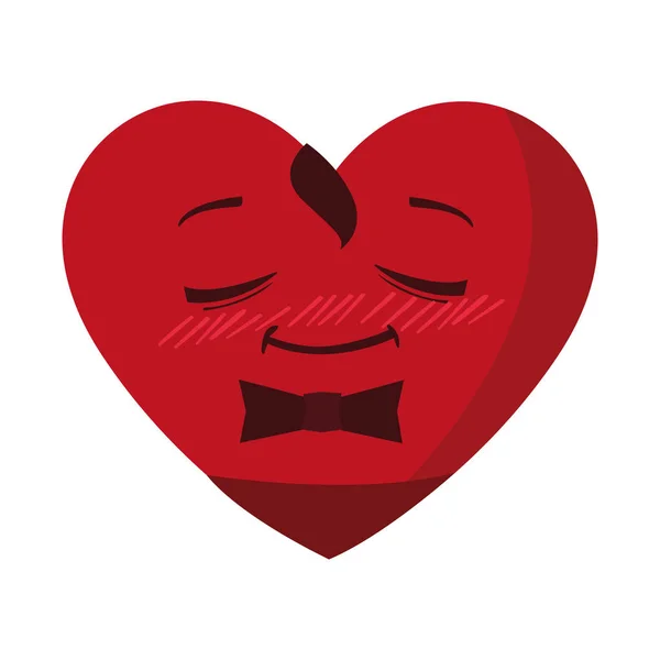 Corazón con carácter emoticono bowtie — Archivo Imágenes Vectoriales