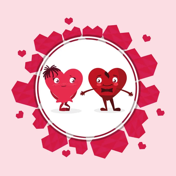 Herzen paaren Emoticons Charaktere — Stockvektor