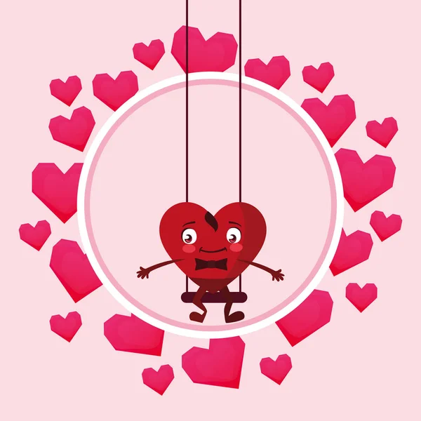 Hjärtat i swing uttryckssymbol karaktär — Stock vektor