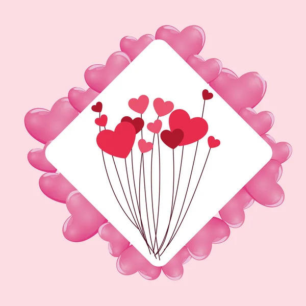 Globos helio con forma de corazones — Archivo Imágenes Vectoriales