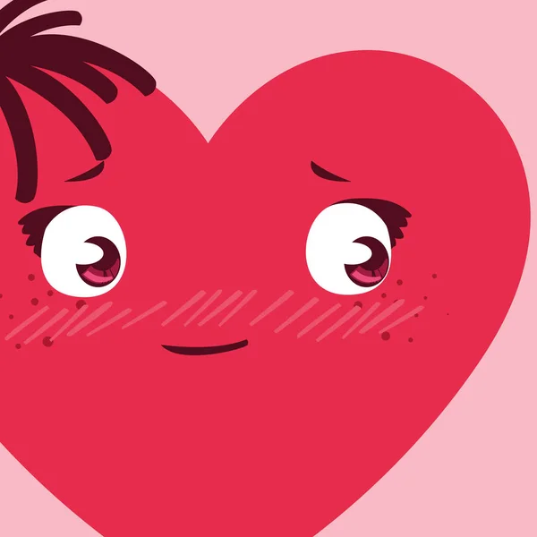 Καρδιά πρόσωπο emoticon χαρακτήρα — Διανυσματικό Αρχείο