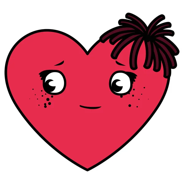 Cuore faccia emoticon personaggio — Vettoriale Stock