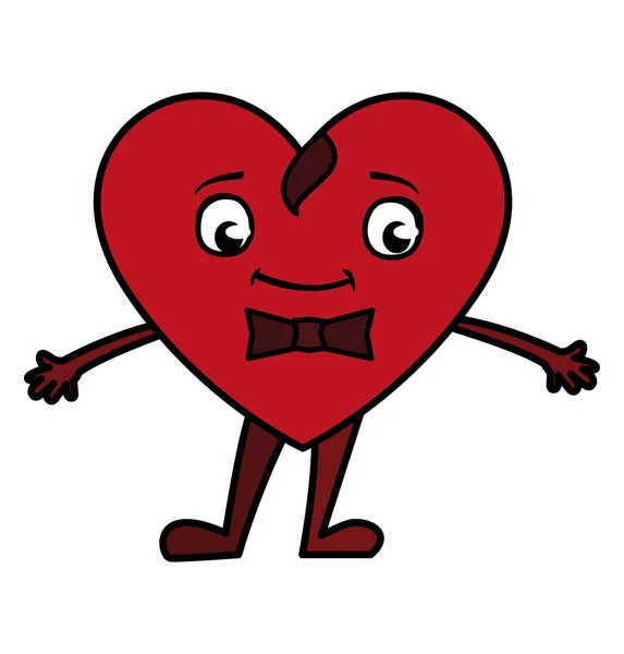 Καρδιά με παπιγιόν φατσούλα χαρακτήρα — Διανυσματικό Αρχείο