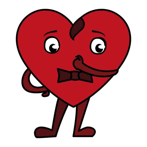 Καρδιά με παπιγιόν φατσούλα χαρακτήρα — Διανυσματικό Αρχείο