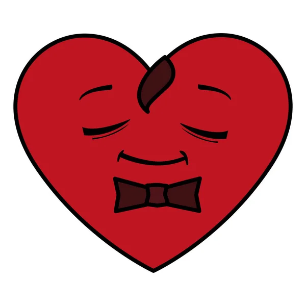 Corazón con carácter emoticono bowtie — Vector de stock