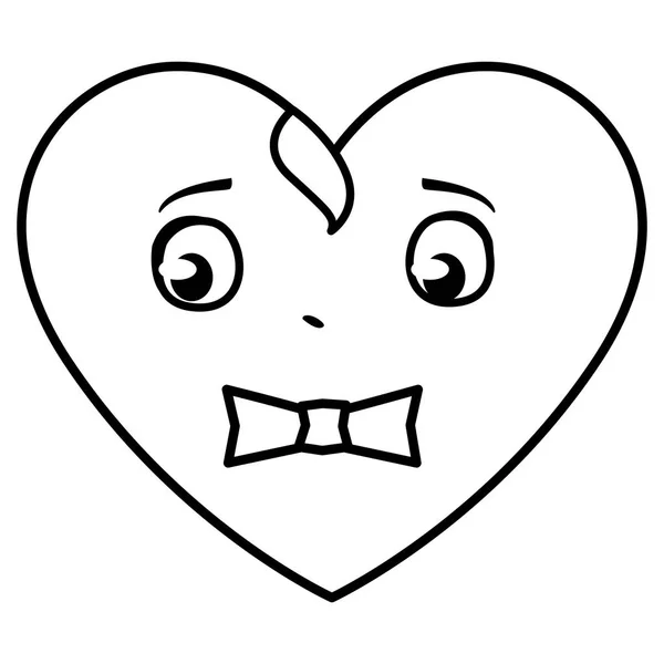 Corazón con carácter emoticono bowtie — Vector de stock