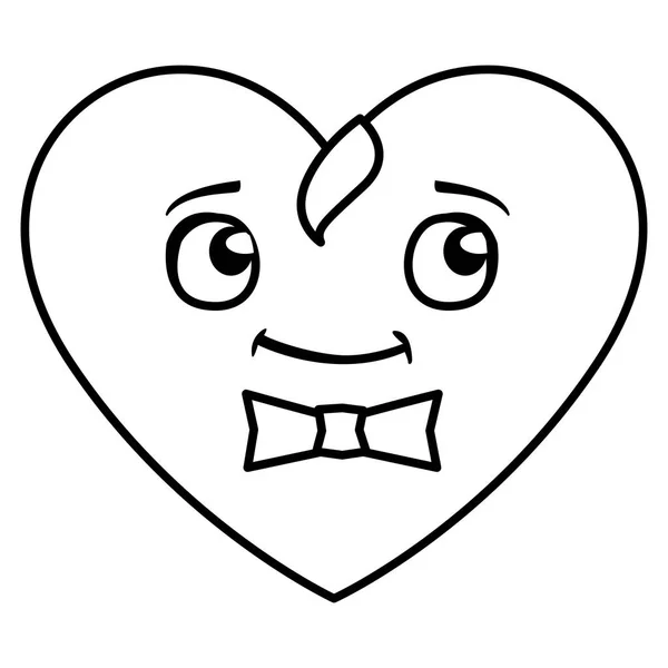 Corazón con carácter emoticono bowtie — Vector de stock