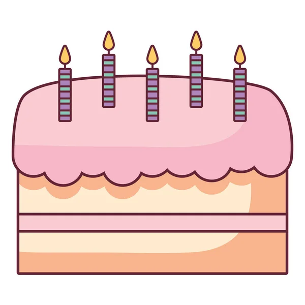 Sweet birthday cake with candles — Stock Vector