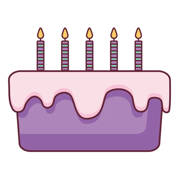 Édes születésnapi torta gyertyákkal — Stock Vector