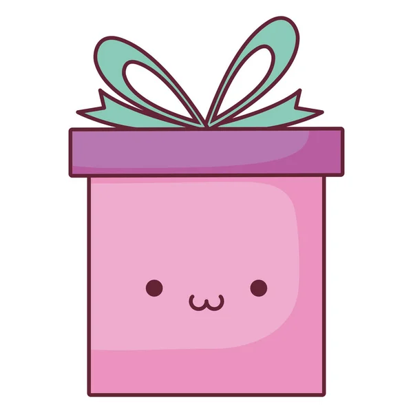 Regalo caja regalo kawaii carácter — Vector de stock