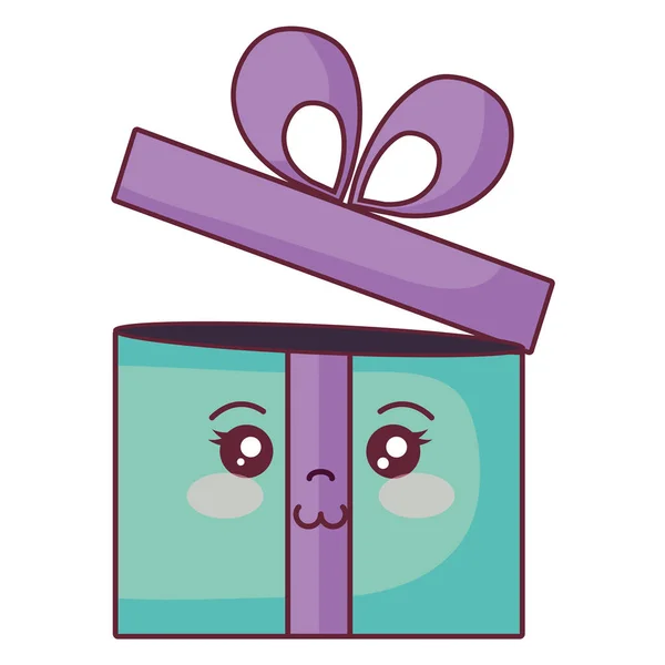 Geschenk box aanwezig kawaii karakter — Stockvector