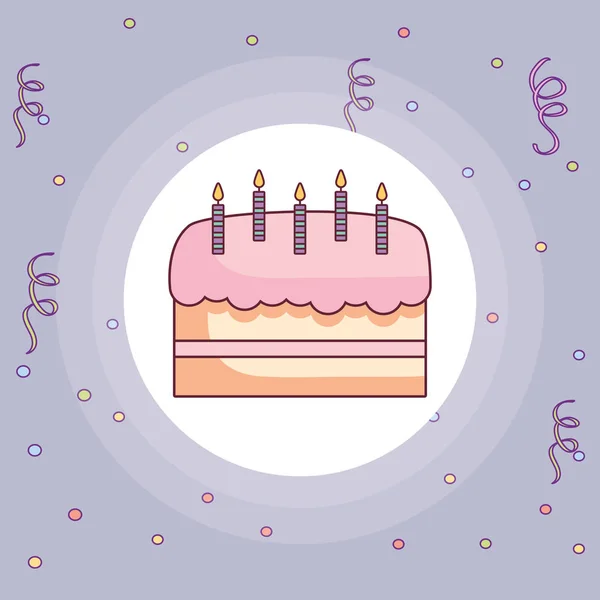 Dulce pastel de cumpleaños con velas — Vector de stock