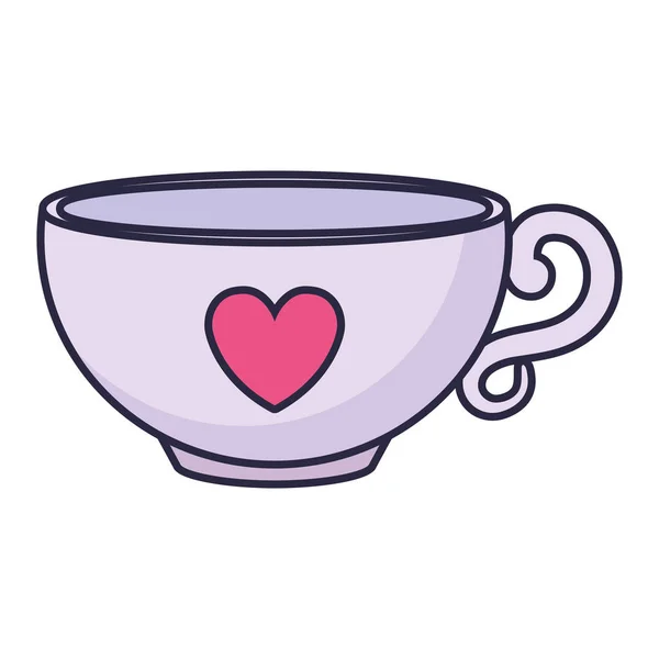 Kalp ile kahve fincanı — Stok Vektör