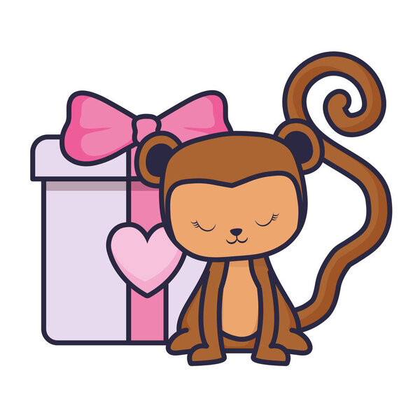 gift box present with monkey