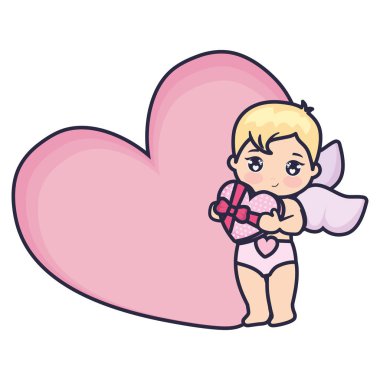 küçük aşk tanrısı bebek kalp sevgi ile