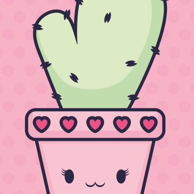 şirin kaktüs bitki kawaii karakter