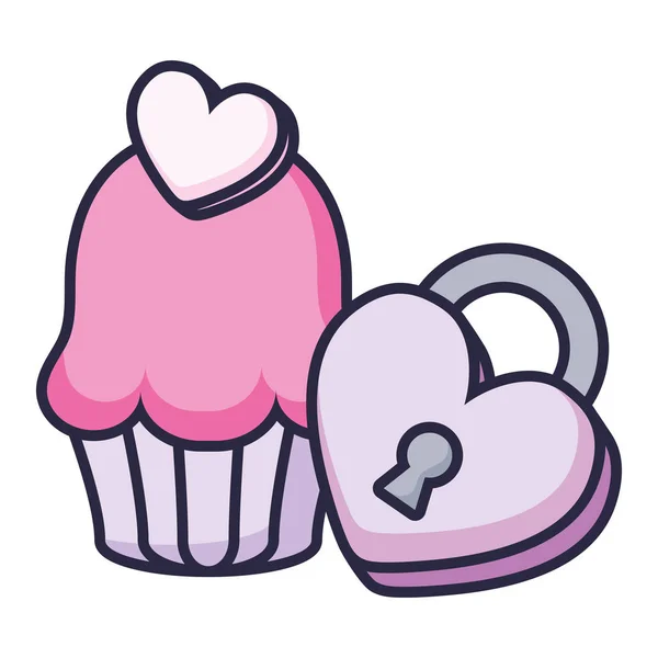 Cupcake sucré avec coeur — Image vectorielle