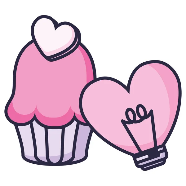 Zoete cupcake met hart — Stockvector