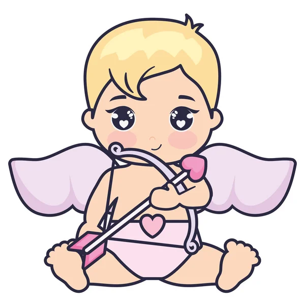 Little cupid baby with arrow and bow — Stock vektor