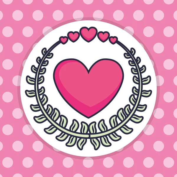 Krans met hart love valentines decoratie — Stockvector