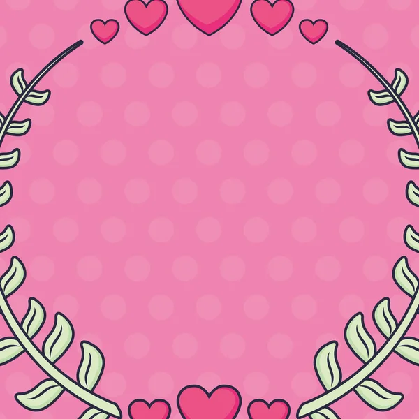 Wreath with hearts love valentines decoration — Stock Vector