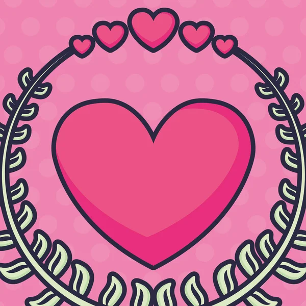 Krans met hart love valentines decoratie — Stockvector