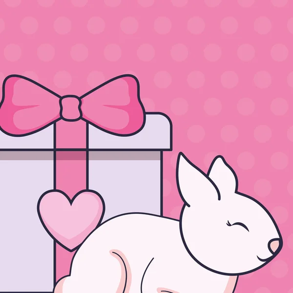 Coffret cadeau cadeau avec lapin — Image vectorielle