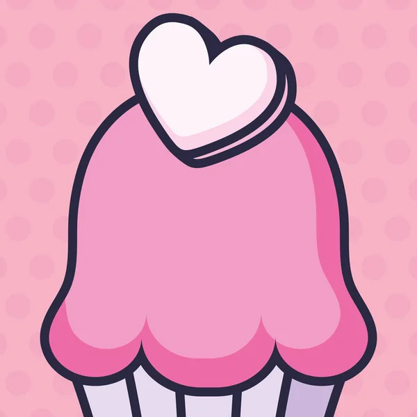Söta cupcake med hjärta — Stock vektor